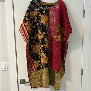 NWOT Cotton Multicolor Kantha Patchwork Reversible Kaftan/Hi-low Dress